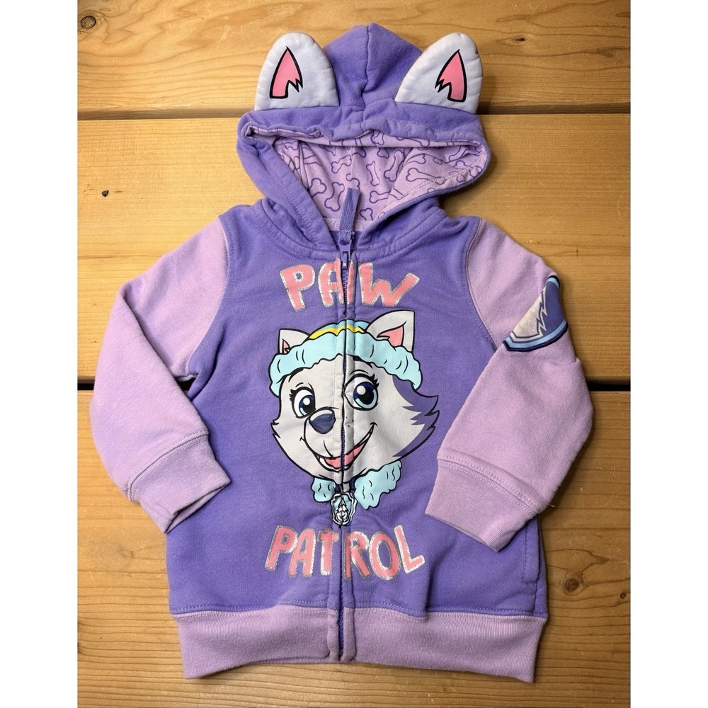 Paw Patrol Everest Kids girls Full Zip Hoodie Sweatshirt With Ears Purple
